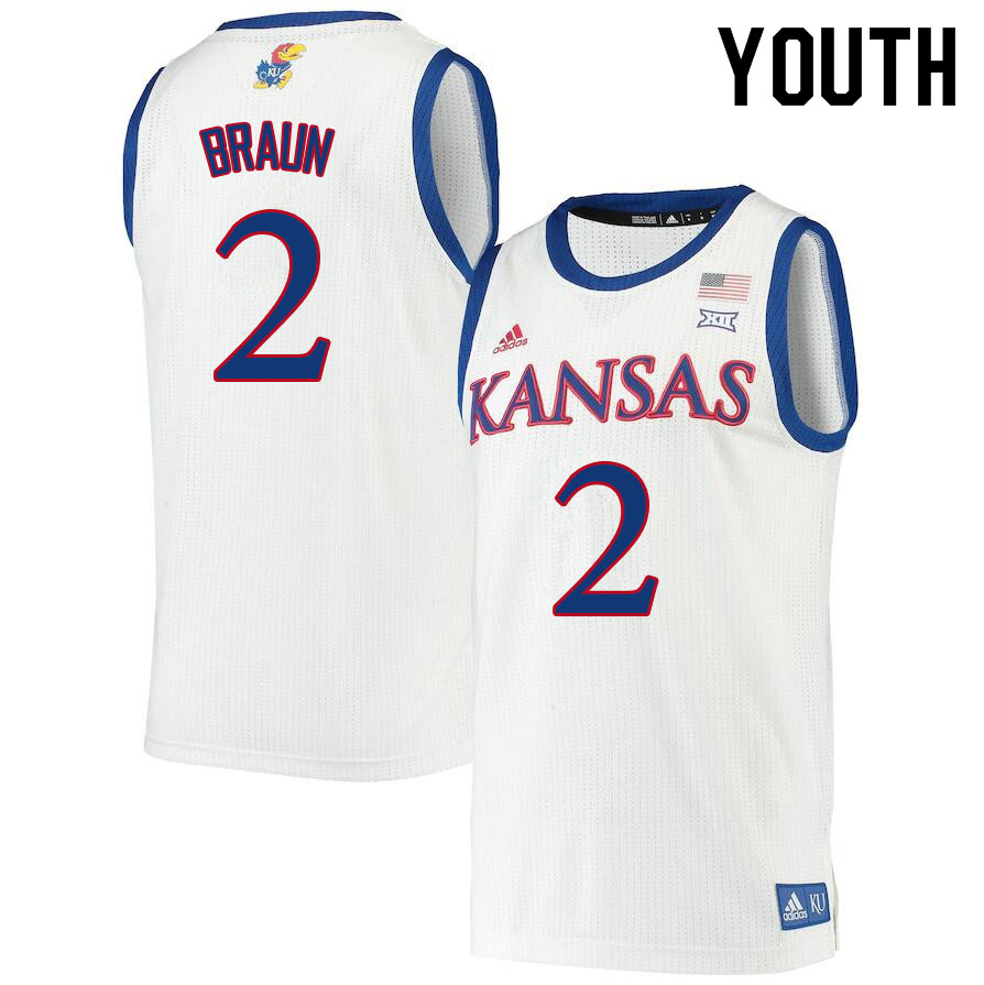 Youth #2 Christian Braun Kansas Jayhawks College Basketball Jerseys Sale-White
